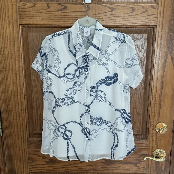 CAbi Nautical Button-down Sheer Top - Size S - Picture 1 of 9